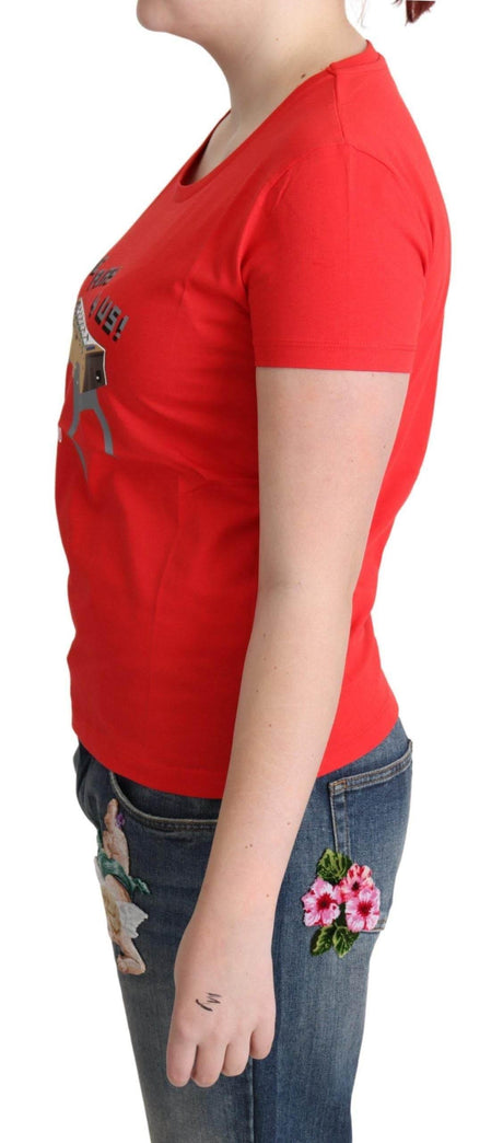 Moschino Chic Red Cotton Tee with Playful Print - Hilstor