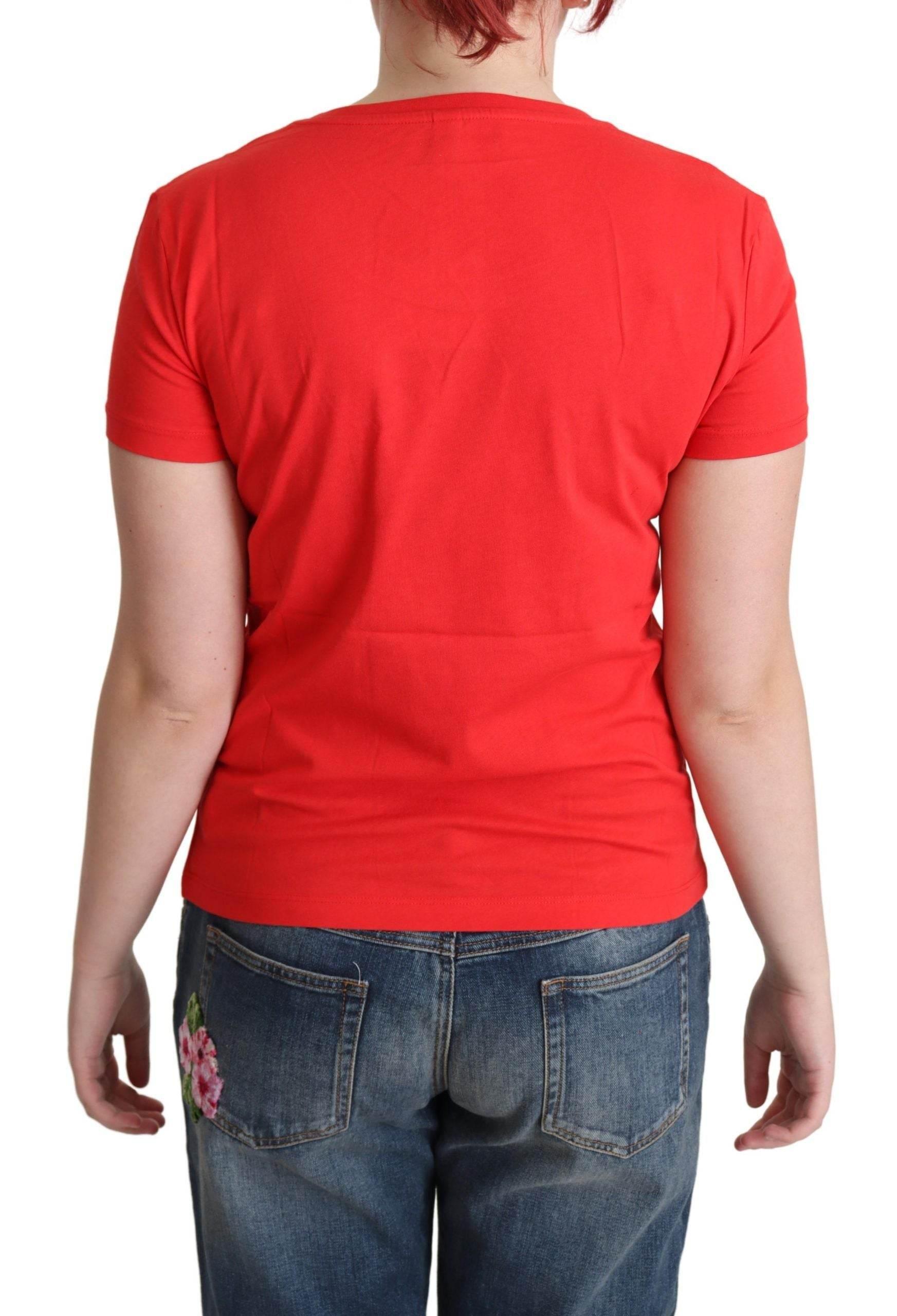 Moschino Chic Red Cotton Tee with Playful Print - Hilstor