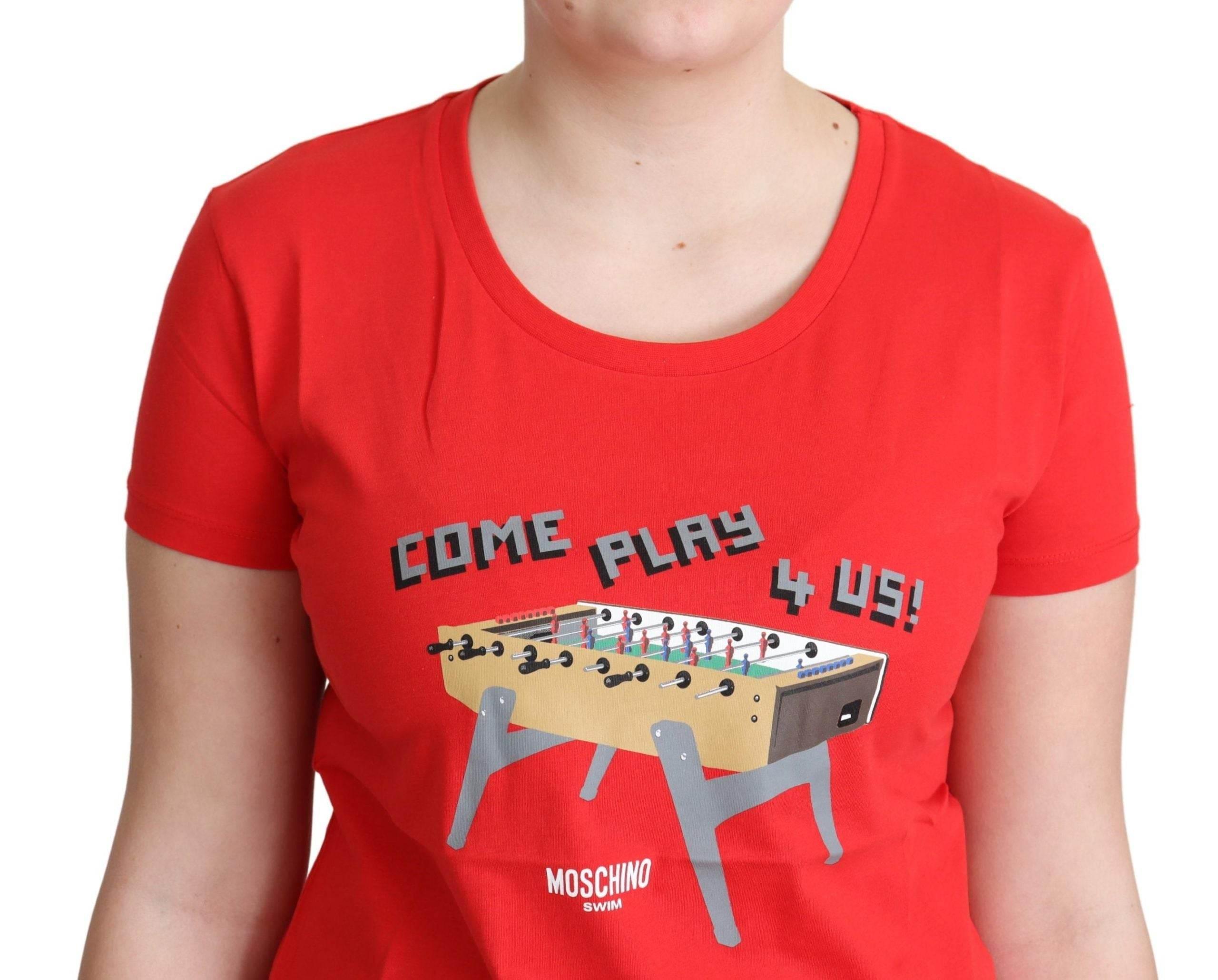 Moschino Chic Red Cotton Tee with Playful Print - Hilstor