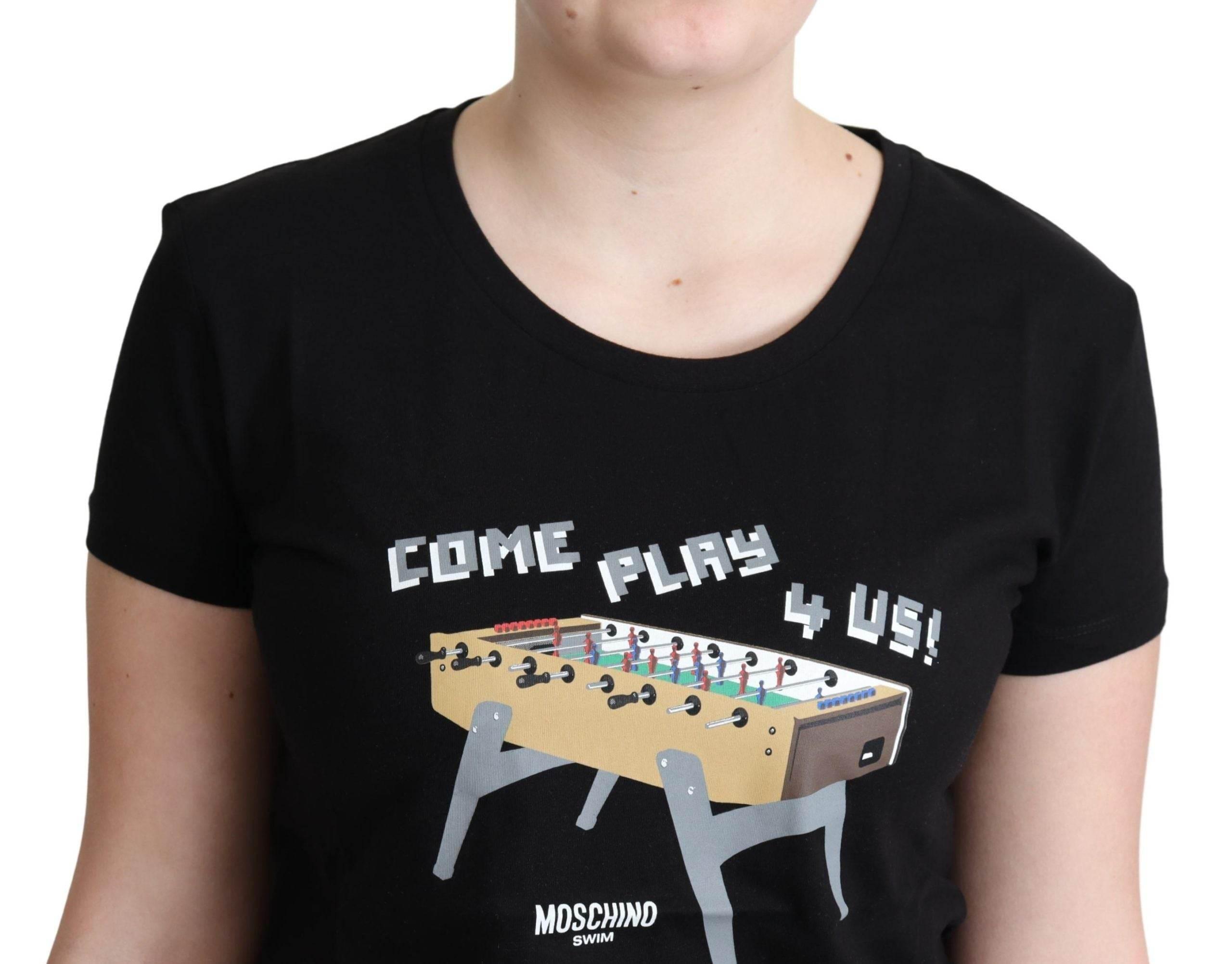 Moschino Chic Black Cotton Tee with Playful Print - Hilstor