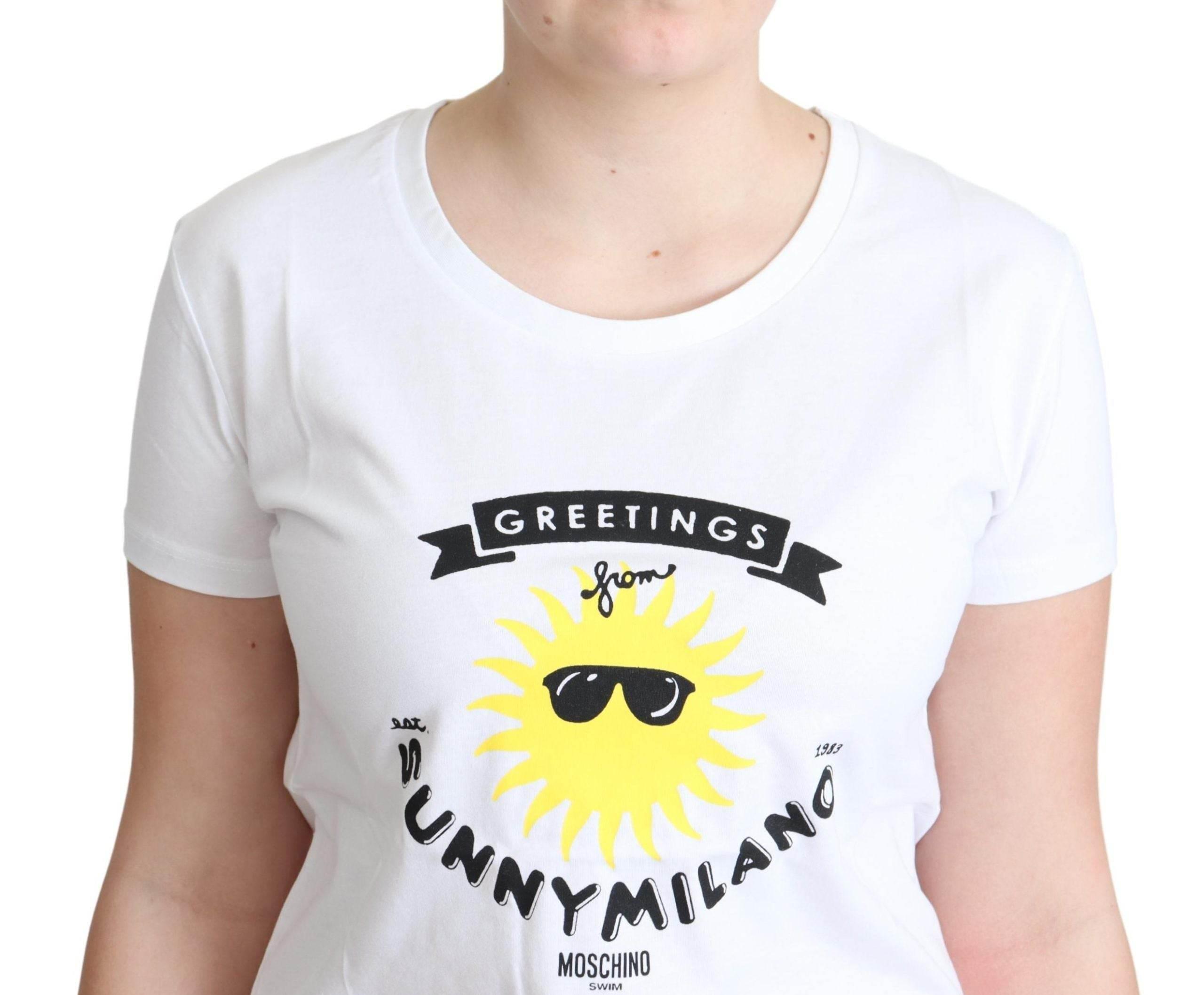 Moschino White Cotton Sunny Milano Print T-shirt - Hilstor