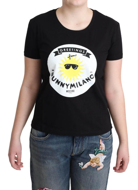 Moschino Black Cotton Sunny Milano Print T-shirt - Hilstor
