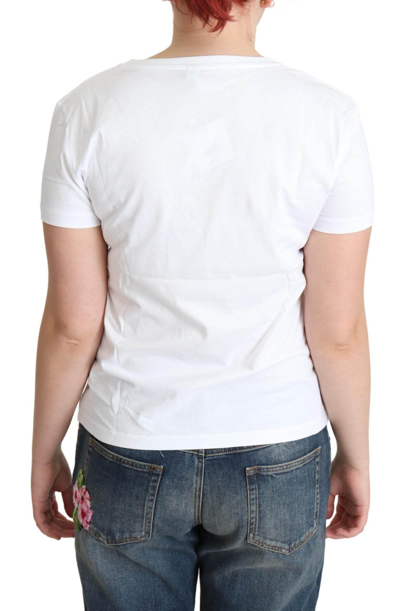 Moschino Chic Cotton Round Neck Tee with Playful Print - Hilstor