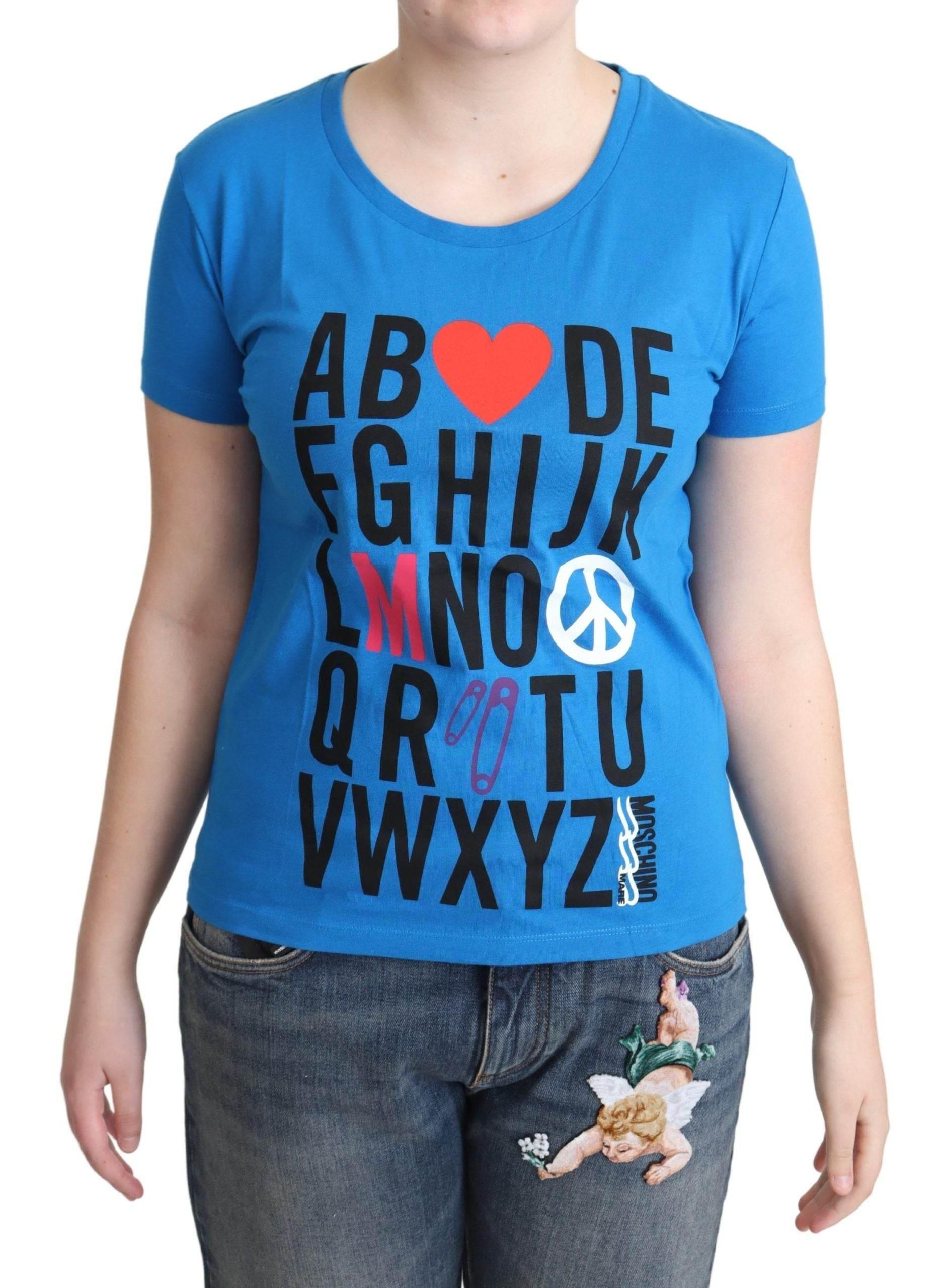 Moschino Blue Cotton Alphabet Letter Print Tops - Hilstor