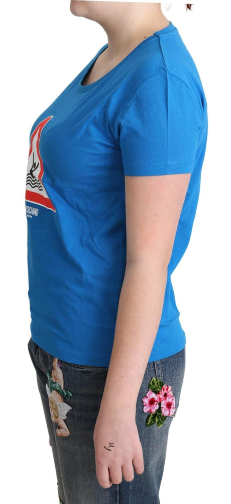 Moschino Blue Cotton Swim Graphic Triangle T-shirt - Hilstor
