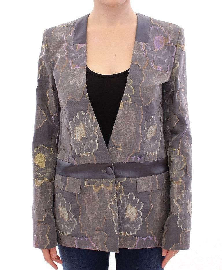 Roberto Fragata Chic Silk Floral One-Button Blazer - Hilstor