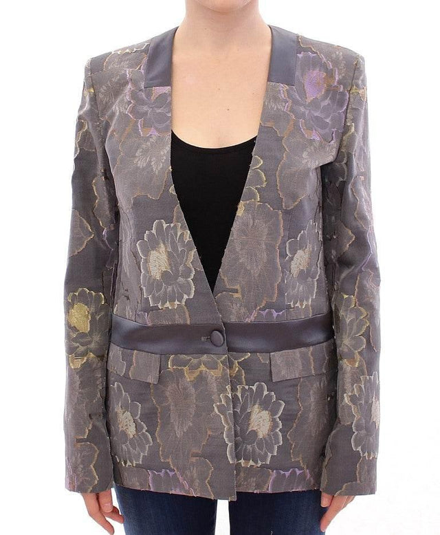 Roberto Fragata Chic Silk Floral One-Button Blazer - Hilstor