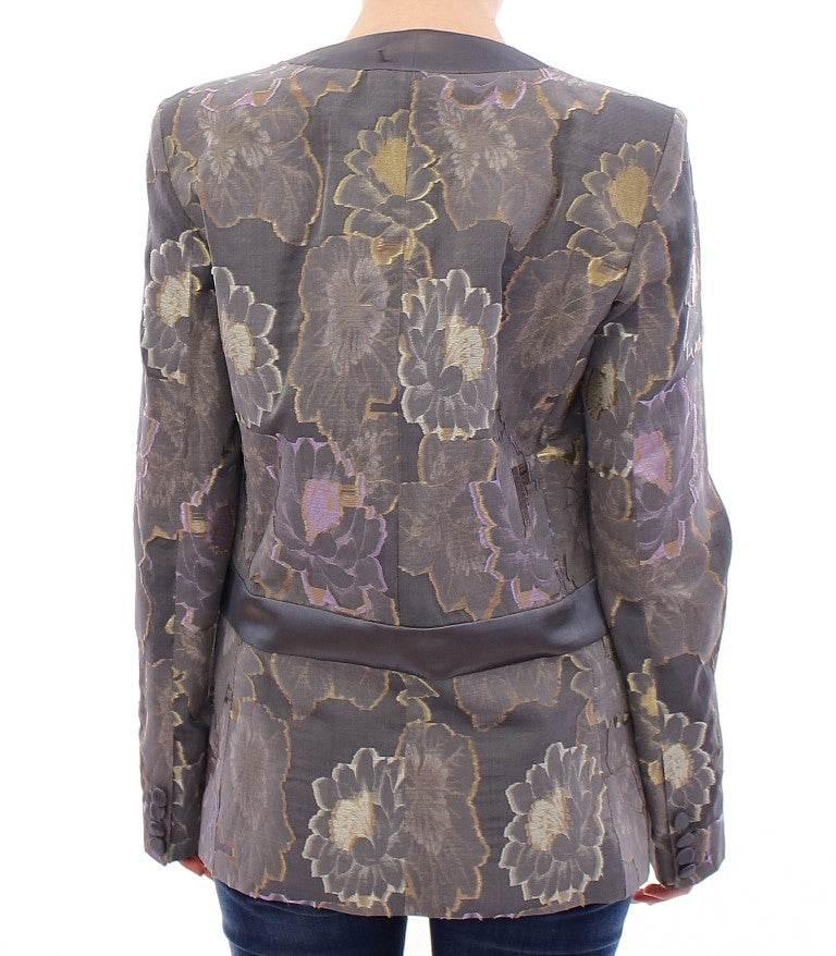 Roberto Fragata Chic Silk Floral One-Button Blazer - Hilstor