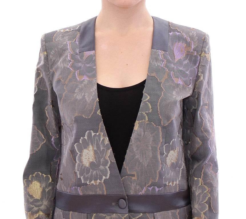 Roberto Fragata Chic Silk Floral One-Button Blazer - Hilstor