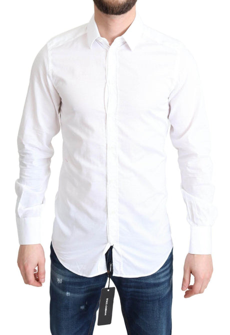 Dolce & Gabbana Elegant White Cotton Dress Shirt Slim Fit - Hilstor