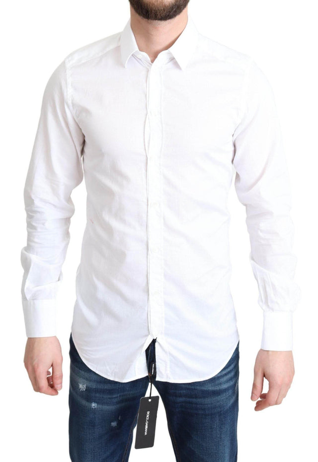 Dolce & Gabbana Elegant White Cotton Dress Shirt Slim Fit - Hilstor