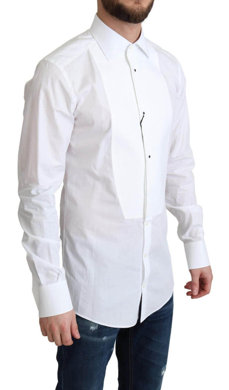 Dolce & Gabbana Elegant White Cotton Bib Dress Shirt - Hilstor