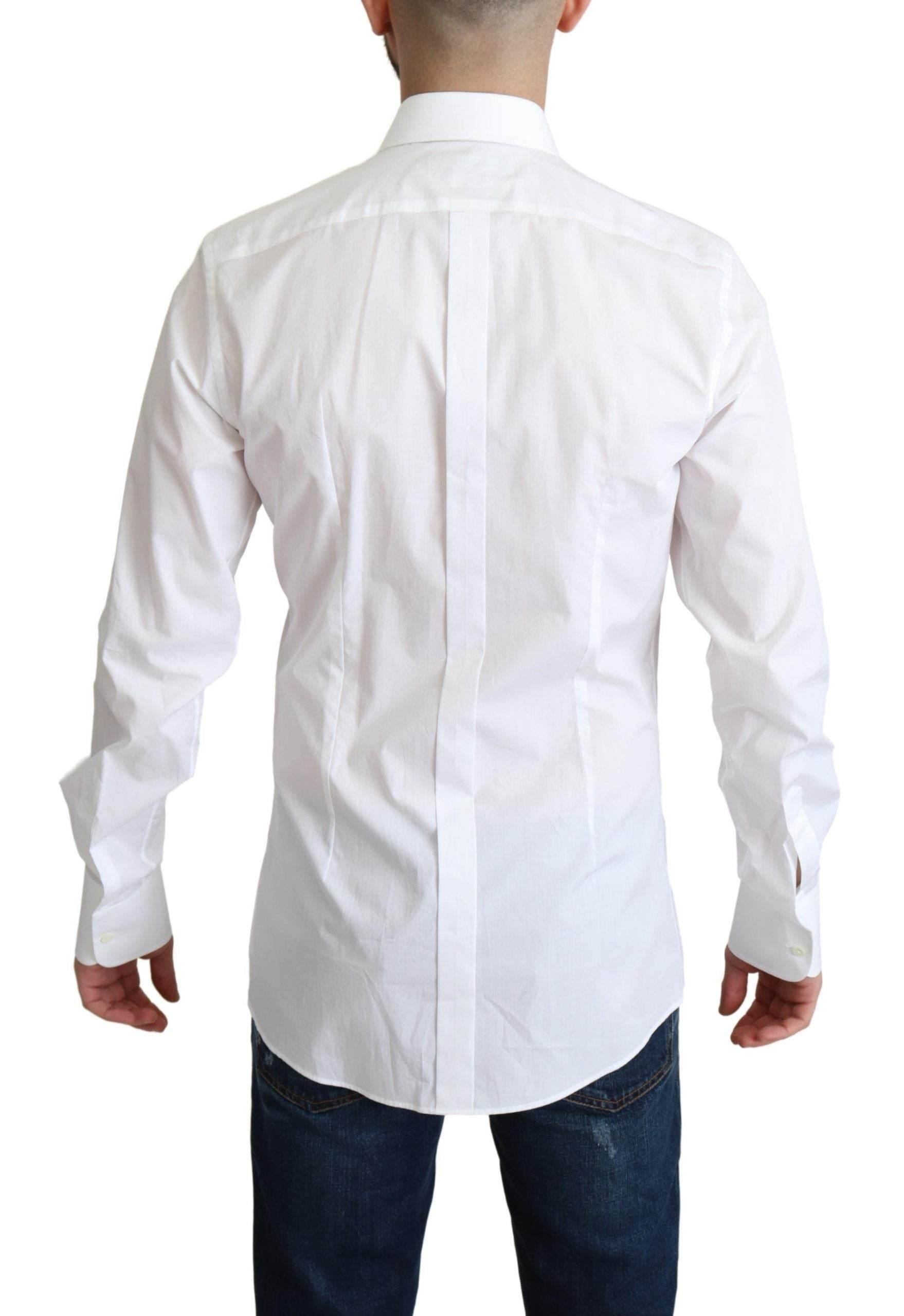 Dolce & Gabbana Elegant White Cotton Bib Dress Shirt - Hilstor