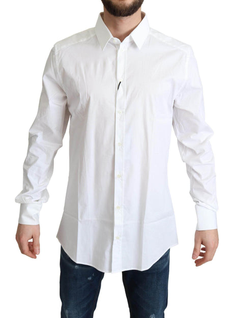 Dolce & Gabbana Elegant White Cotton Stretch Dress Shirt - Hilstor