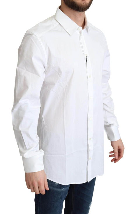 Dolce & Gabbana Elegant White Cotton Stretch Dress Shirt - Hilstor