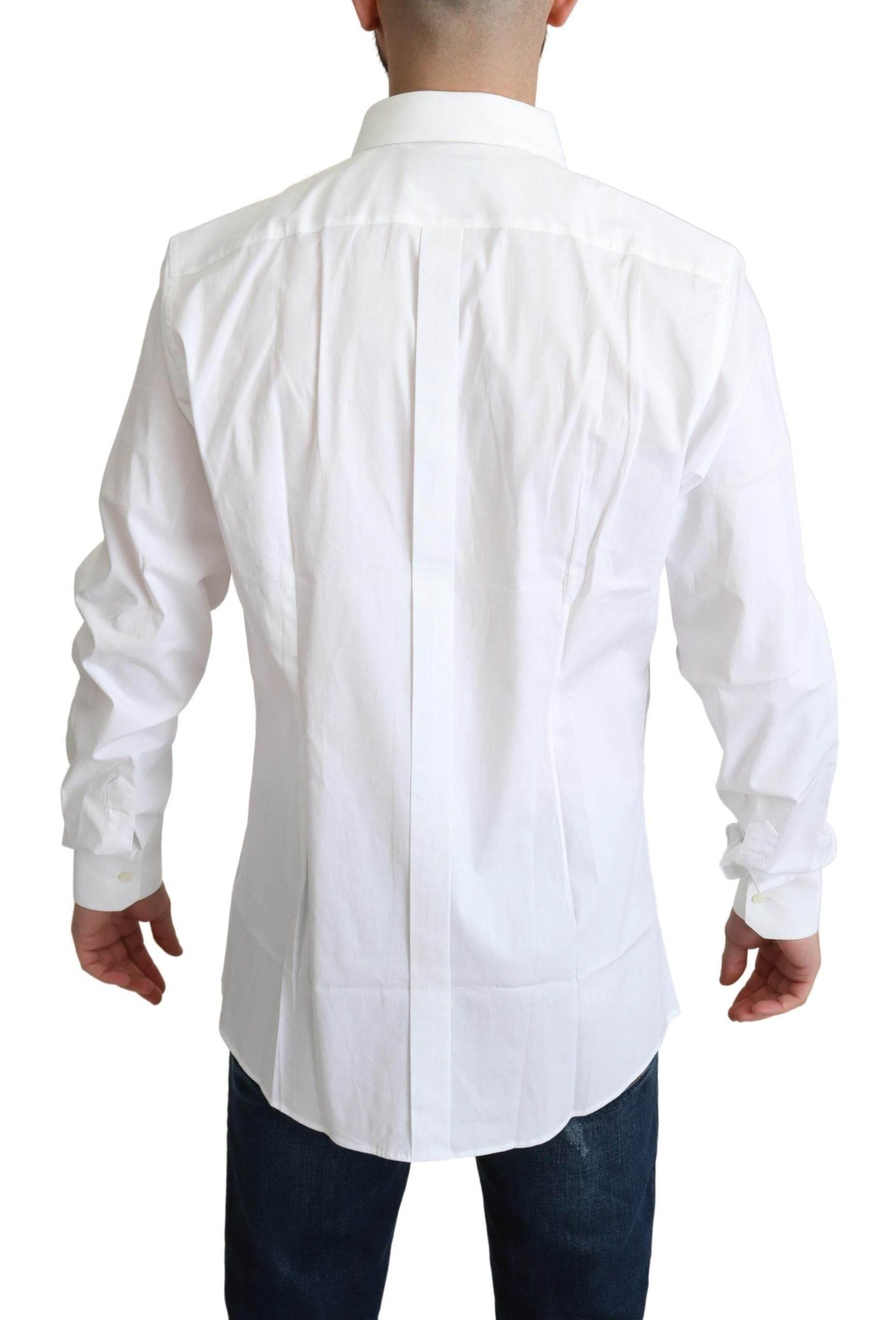 Dolce & Gabbana Elegant White Cotton Stretch Dress Shirt - Hilstor