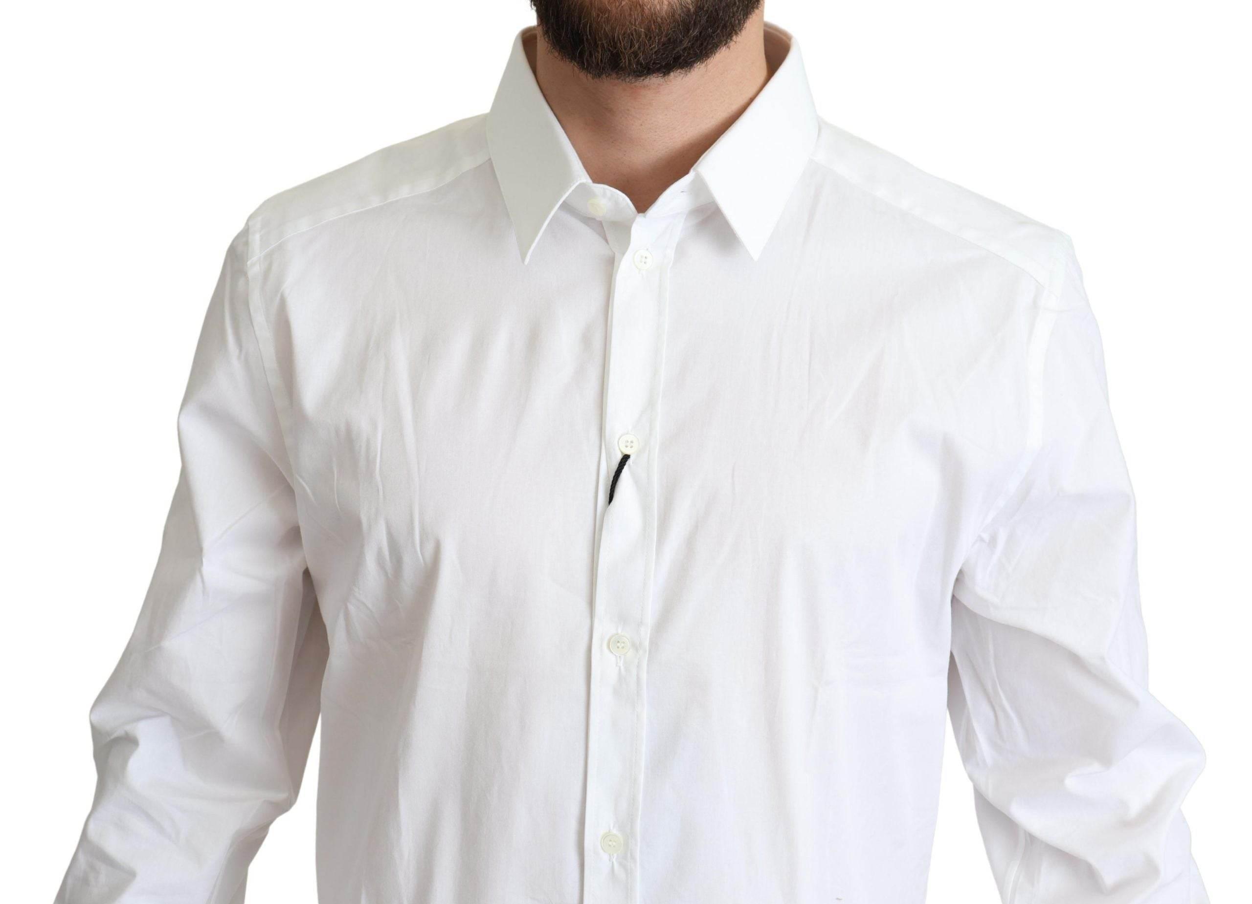 Dolce & Gabbana Elegant White Cotton Stretch Dress Shirt - Hilstor
