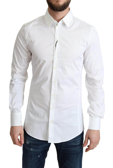 Dolce & Gabbana Elegant White Cotton Stretch Dress Shirt - Hilstor