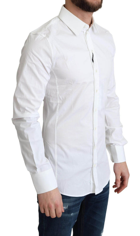 Dolce & Gabbana Elegant White Cotton Stretch Dress Shirt - Hilstor