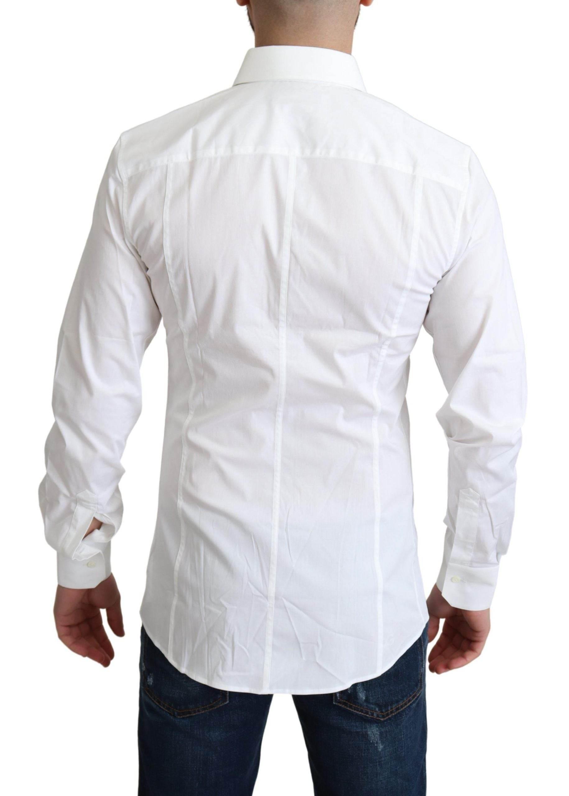 Dolce & Gabbana Elegant White Cotton Stretch Dress Shirt - Hilstor