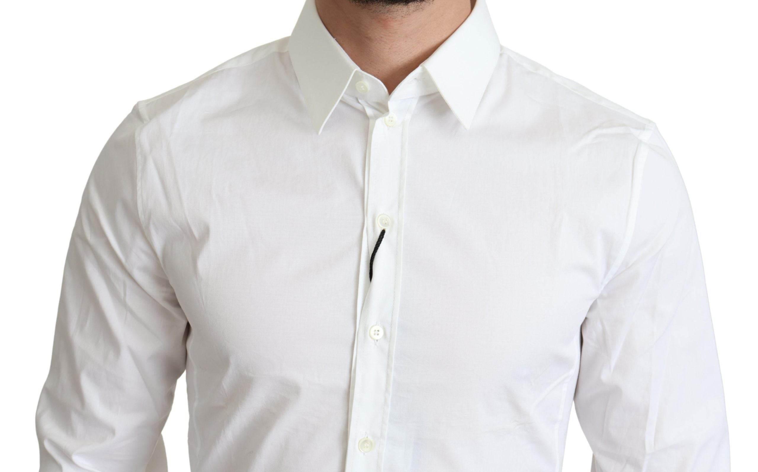 Dolce & Gabbana Elegant White Cotton Stretch Dress Shirt - Hilstor