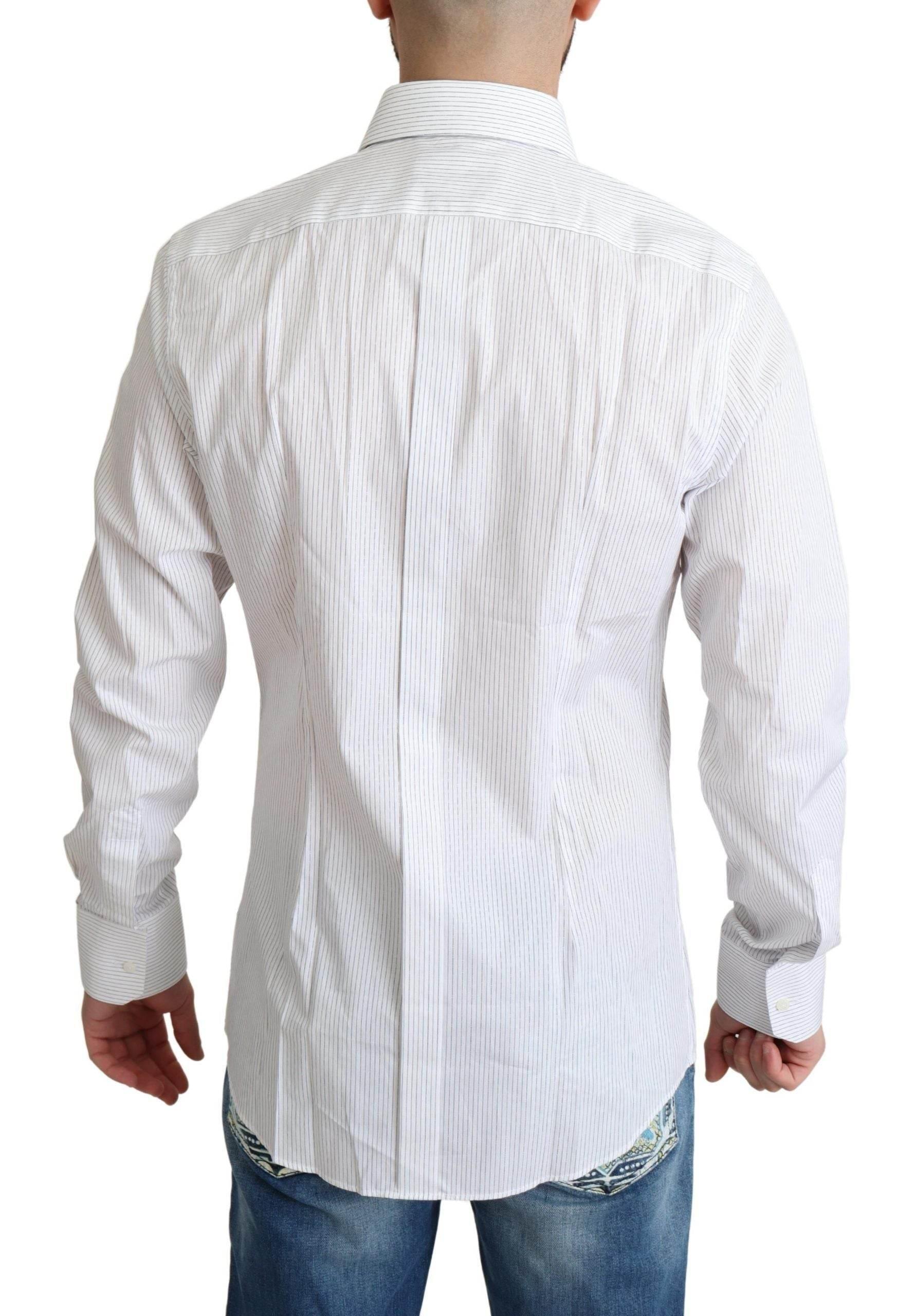 Dolce & Gabbana Elegant Striped Gold Dress Shirt - Hilstor