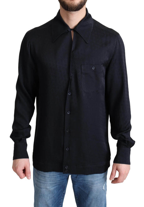 Dolce & Gabbana Elegant Jacquard Silk Casual Shirt - Hilstor