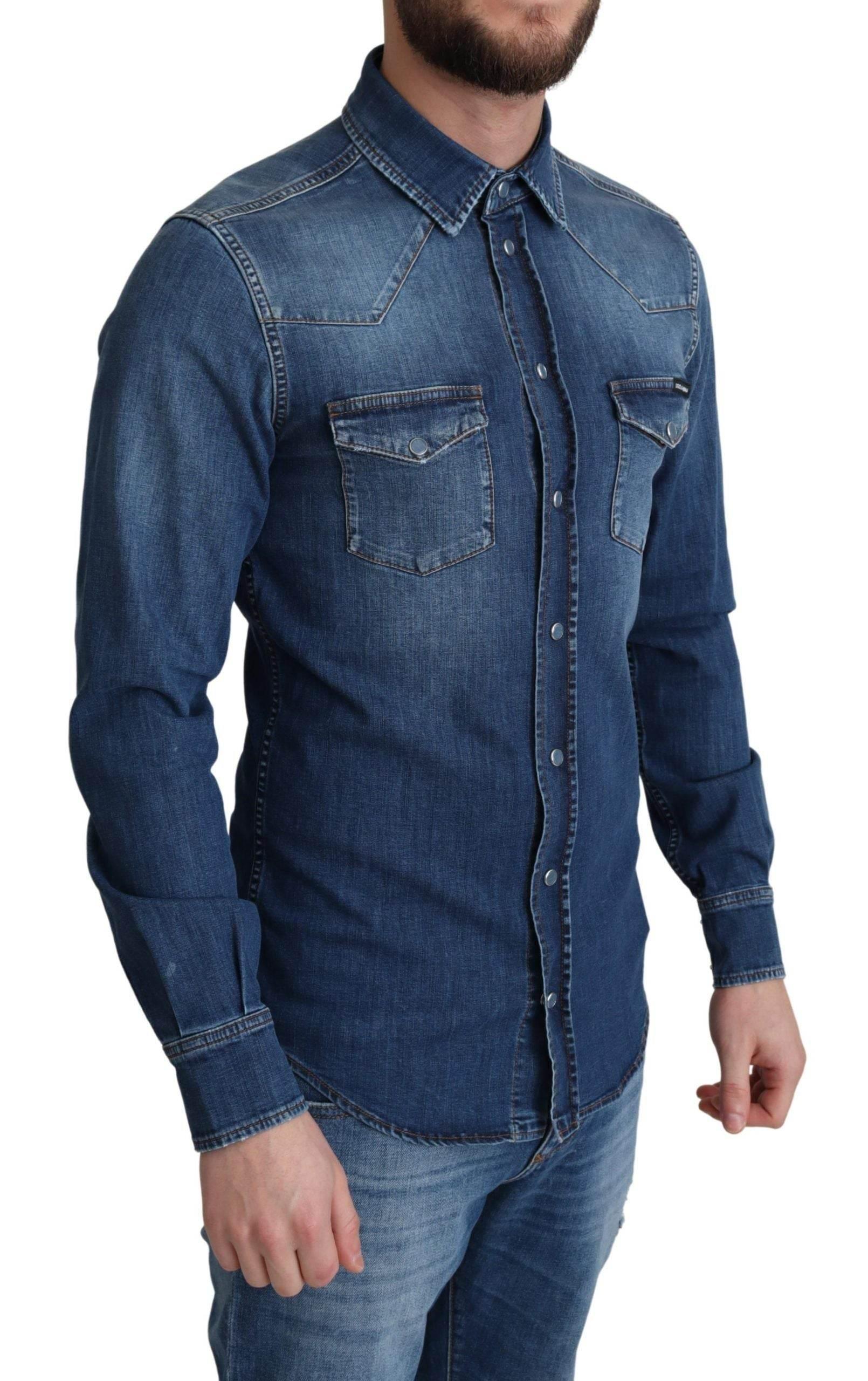 Dolce & Gabbana Elegant Denim Long Sleeve Casual Shirt - Hilstor
