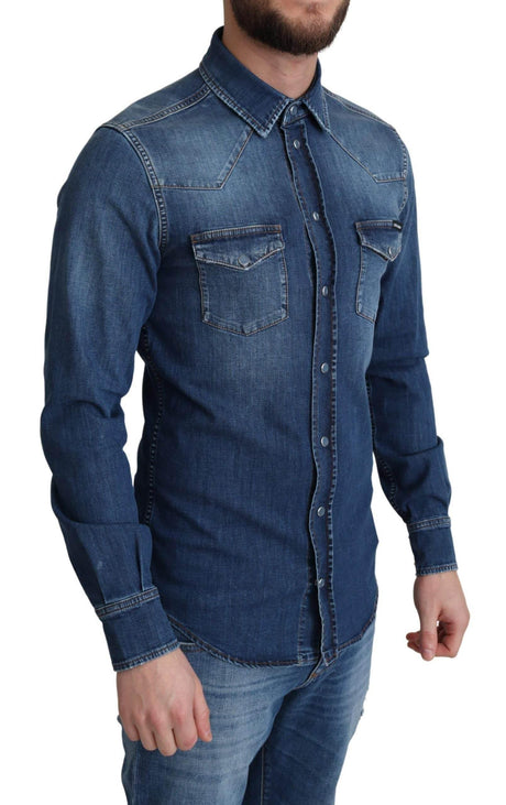 Dolce & Gabbana Elegant Denim Long Sleeve Casual Shirt - Hilstor