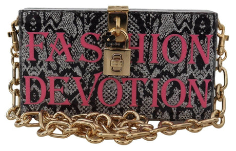 Dolce & Gabbana Gray Resin Dolce Box Clutch with Gold Details - Hilstor