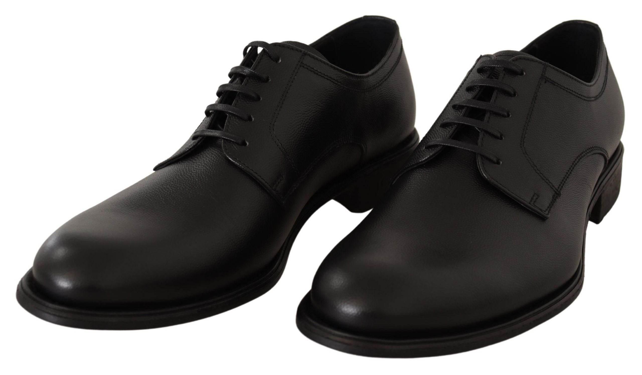 Dolce & Gabbana Elegant Black Leather Derby Shoes - Hilstor
