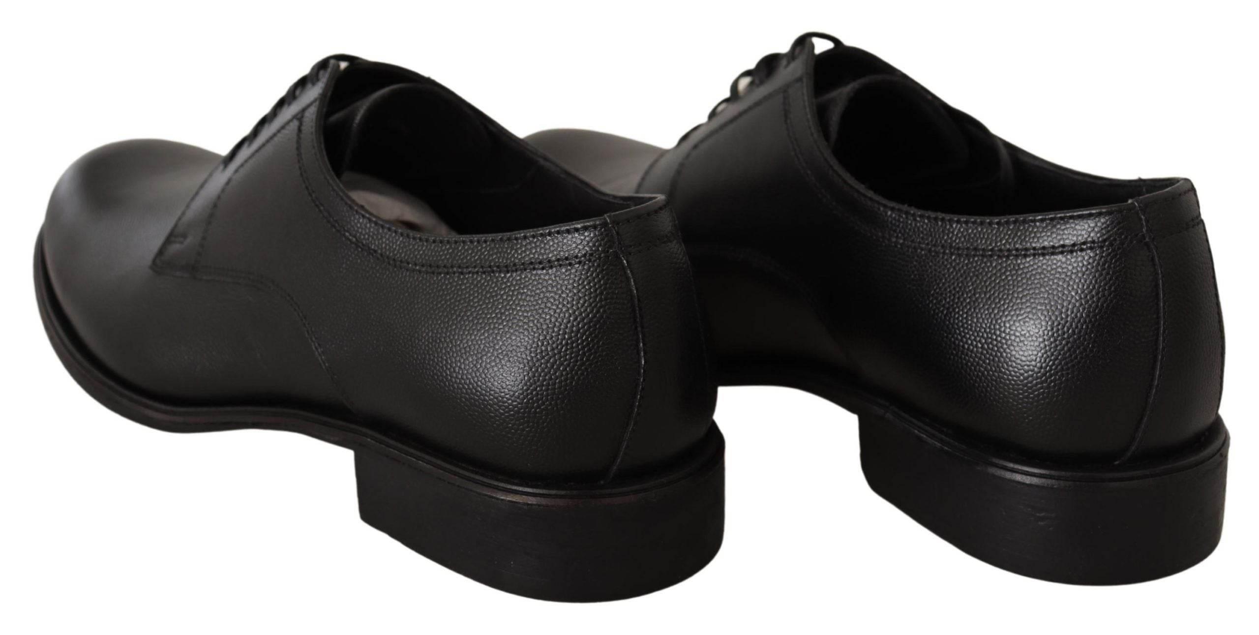 Dolce & Gabbana Elegant Black Leather Derby Shoes - Hilstor