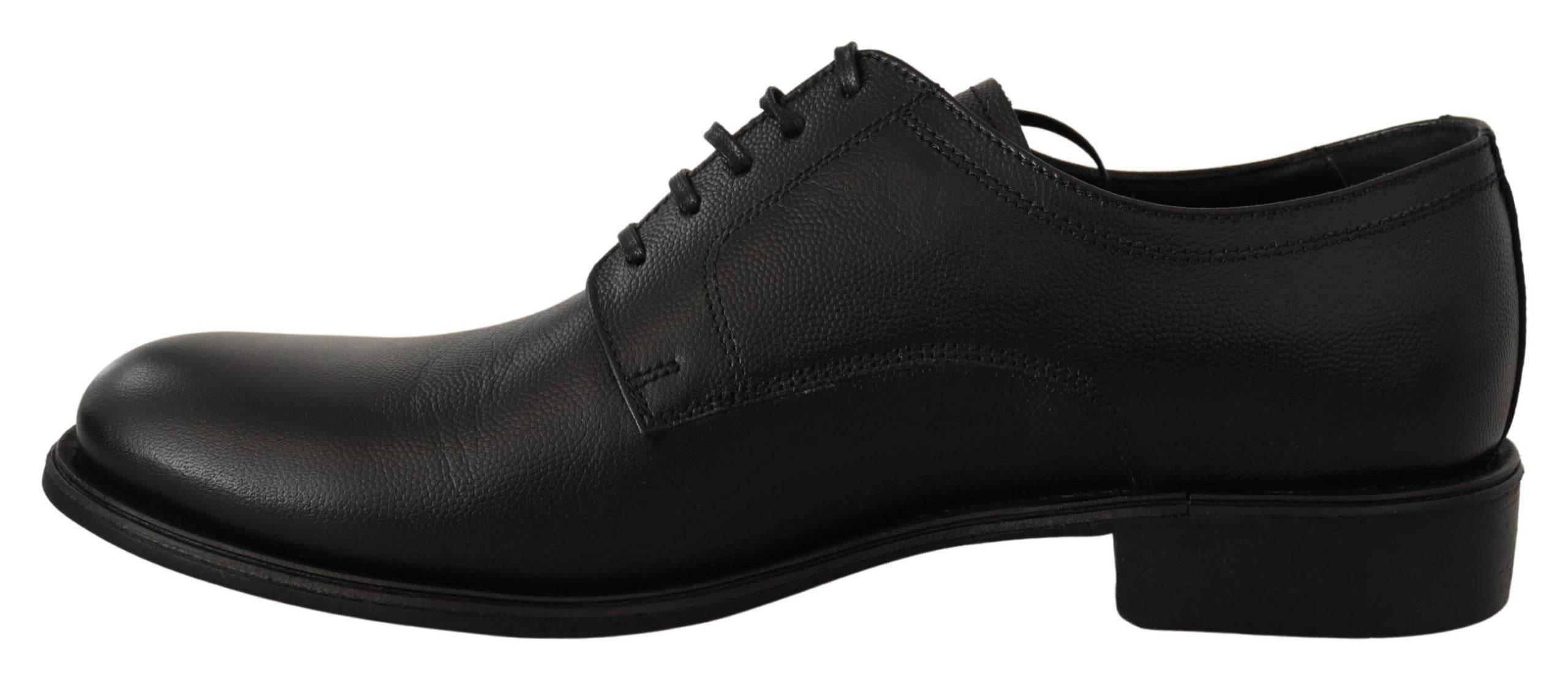Dolce & Gabbana Elegant Black Leather Derby Shoes - Hilstor