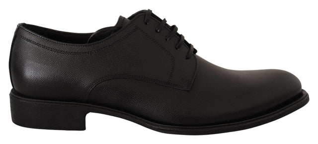 Dolce & Gabbana Elegant Black Leather Derby Shoes - Hilstor