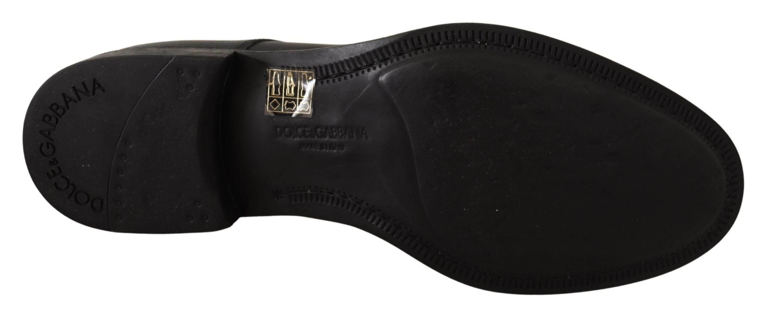 Dolce & Gabbana Elegant Black Leather Derby Shoes - Hilstor