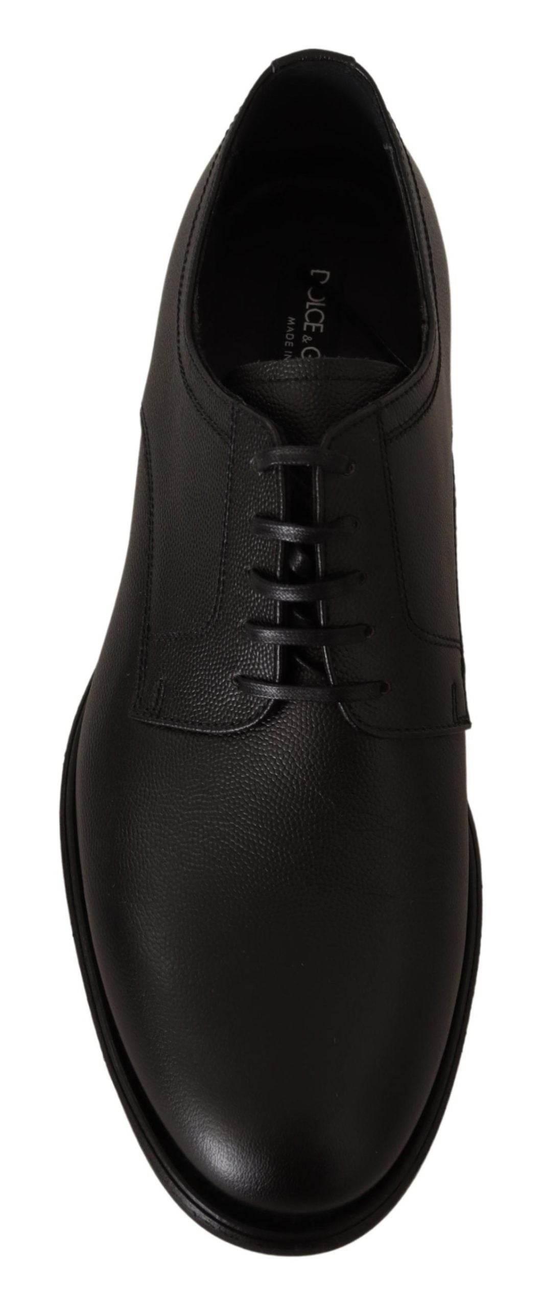 Dolce & Gabbana Elegant Black Leather Derby Shoes - Hilstor