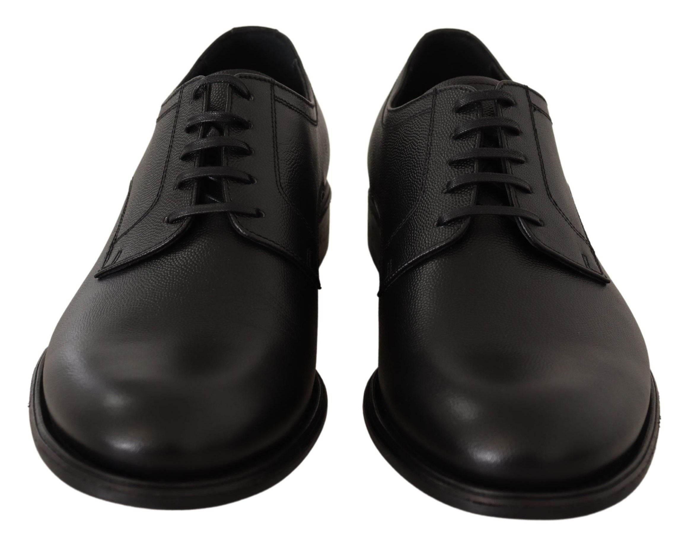 Dolce & Gabbana Elegant Black Leather Derby Shoes - Hilstor