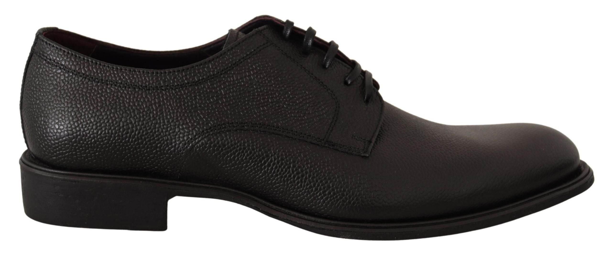 Dolce & Gabbana Elegant Black Leather Derby Dress Shoes - Hilstor