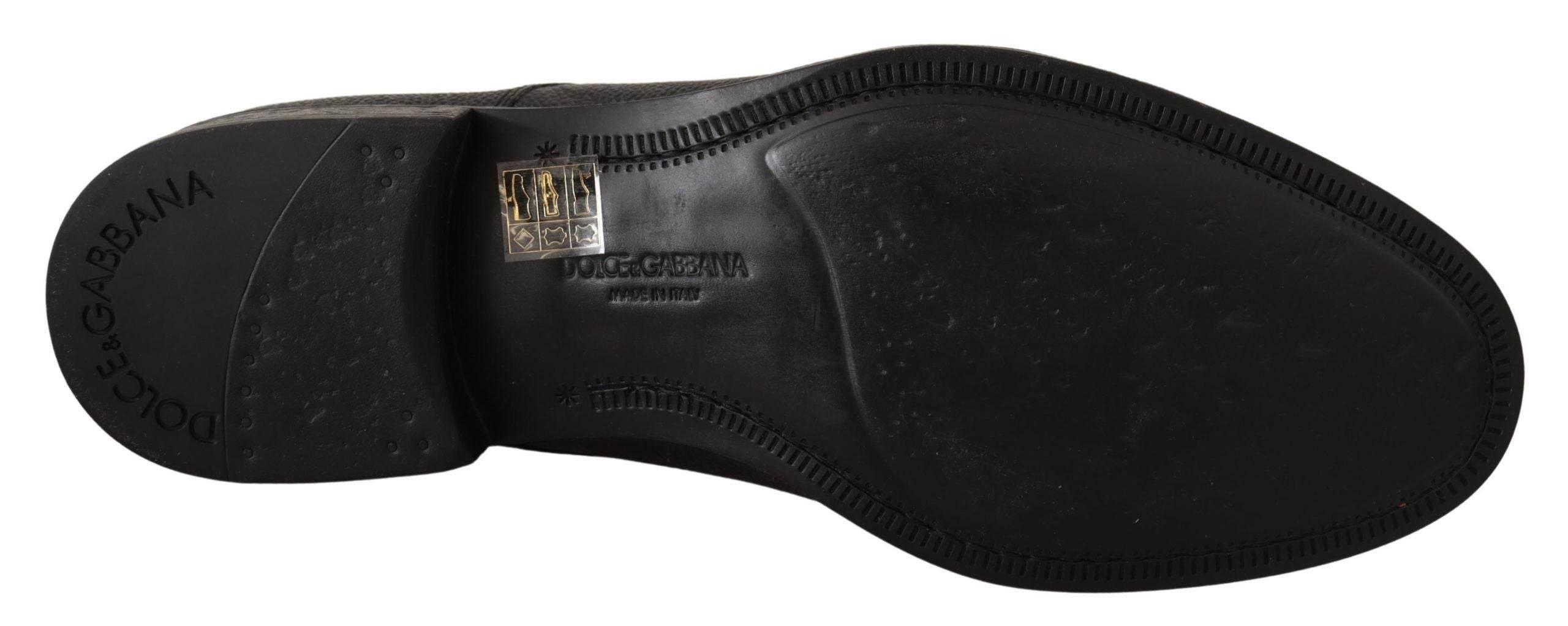 Dolce & Gabbana Elegant Black Leather Derby Dress Shoes - Hilstor