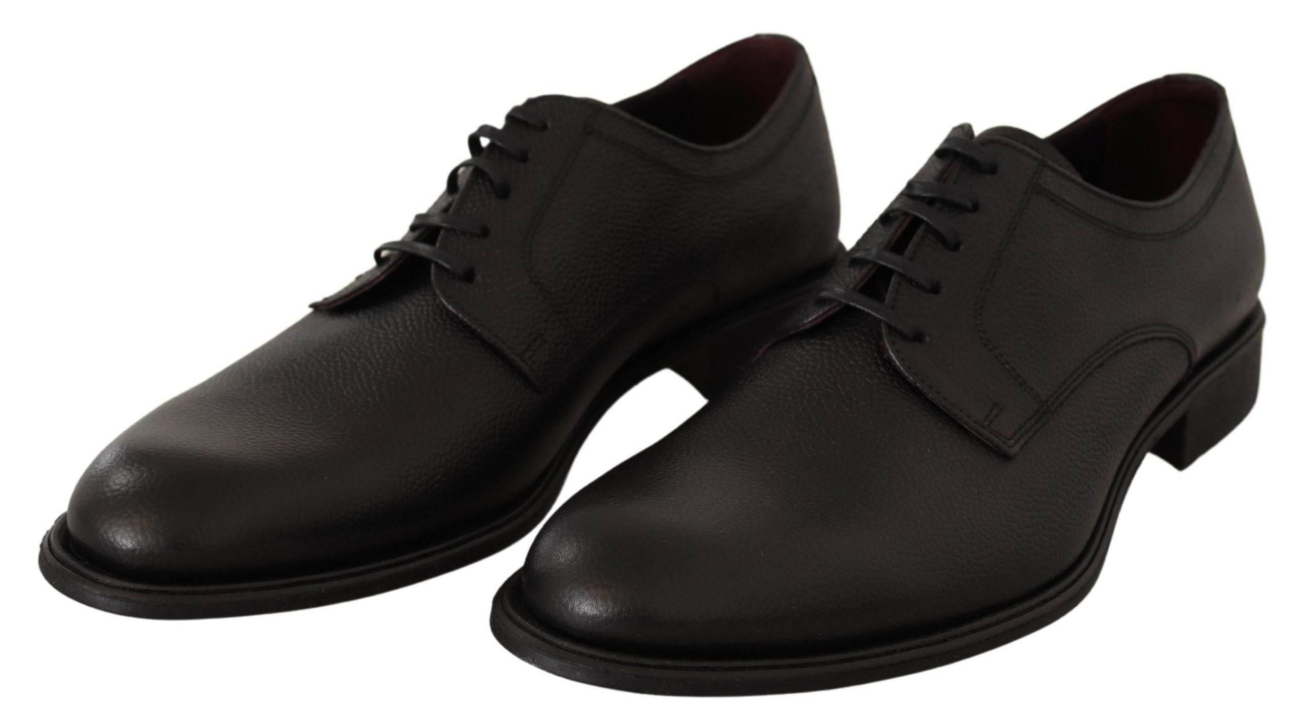 Dolce & Gabbana Elegant Black Leather Derby Dress Shoes - Hilstor