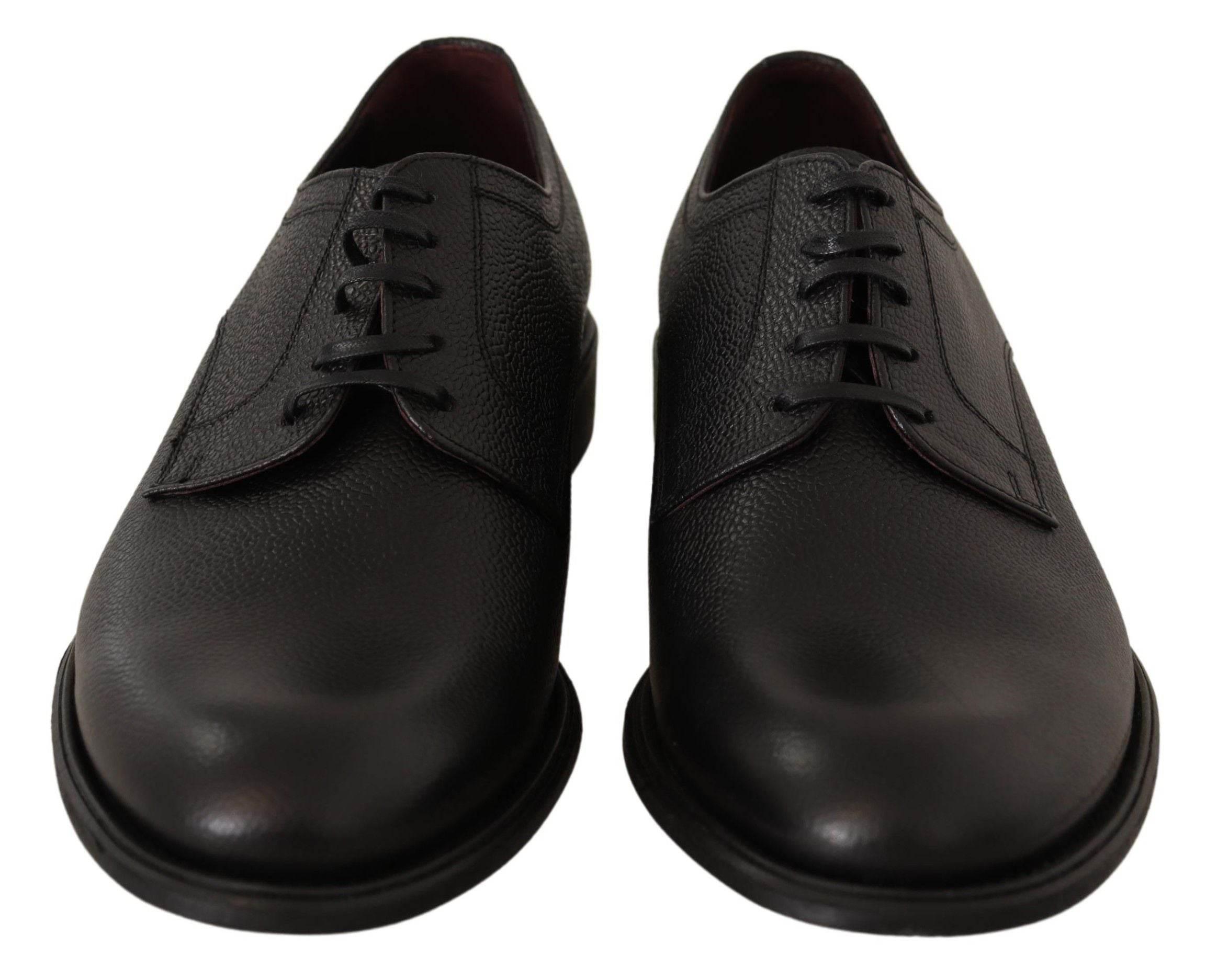 Dolce & Gabbana Elegant Black Leather Derby Dress Shoes - Hilstor