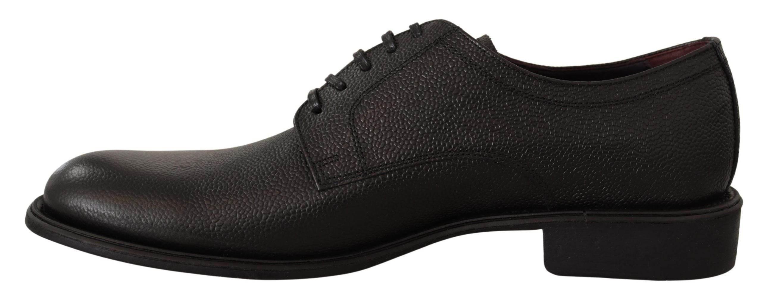 Dolce & Gabbana Elegant Black Leather Derby Dress Shoes - Hilstor