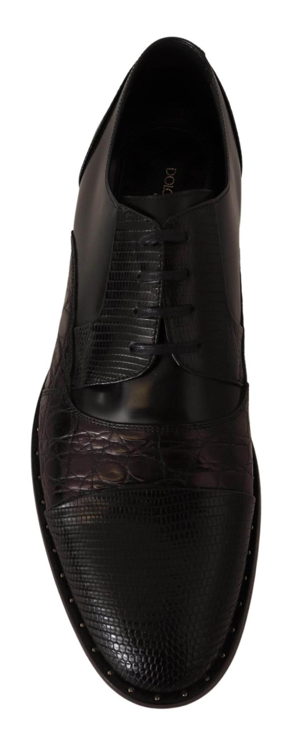 Dolce & Gabbana Elegant Black Derby Oxford Wingtips - Hilstor