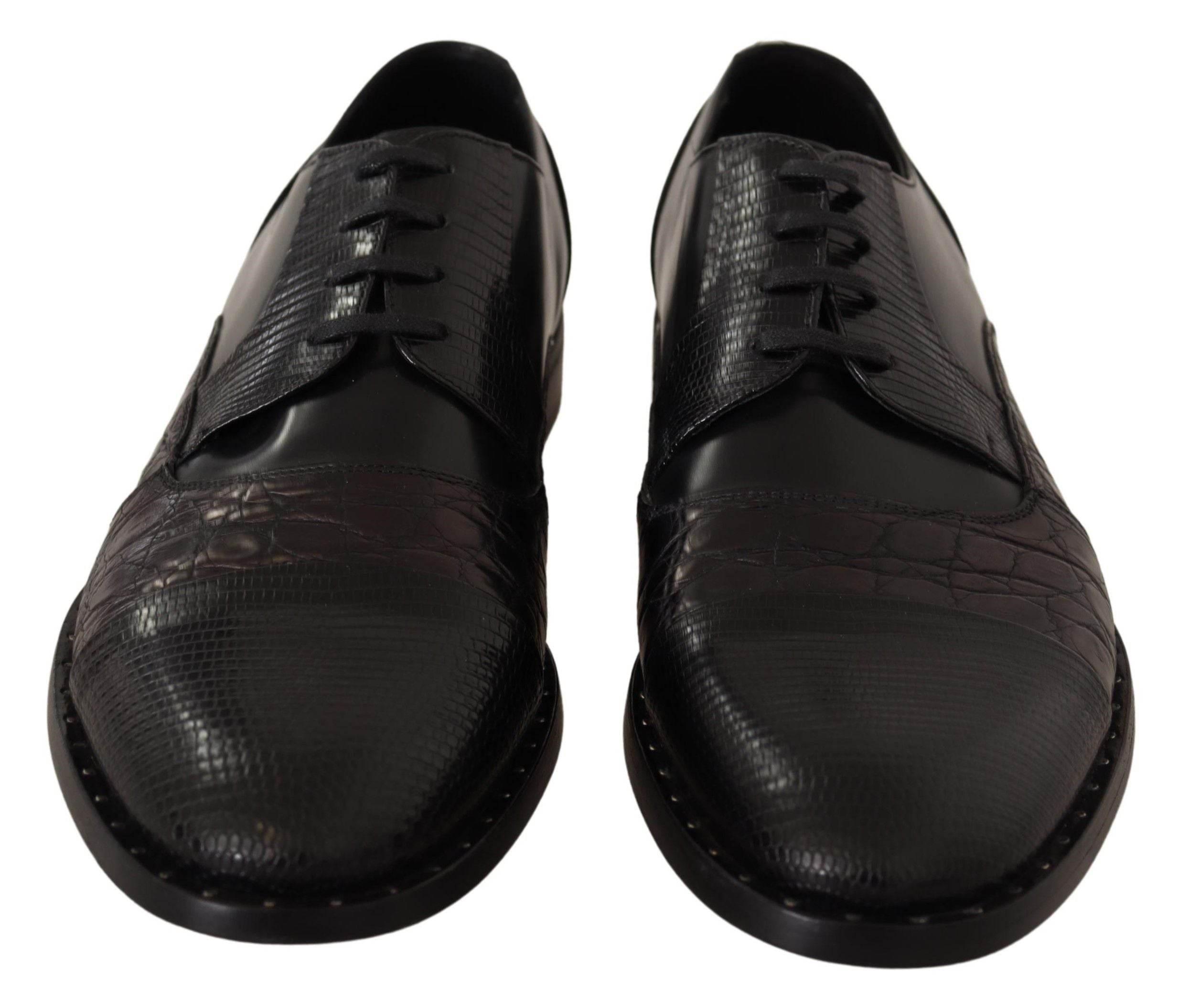 Dolce & Gabbana Elegant Black Derby Oxford Wingtips - Hilstor
