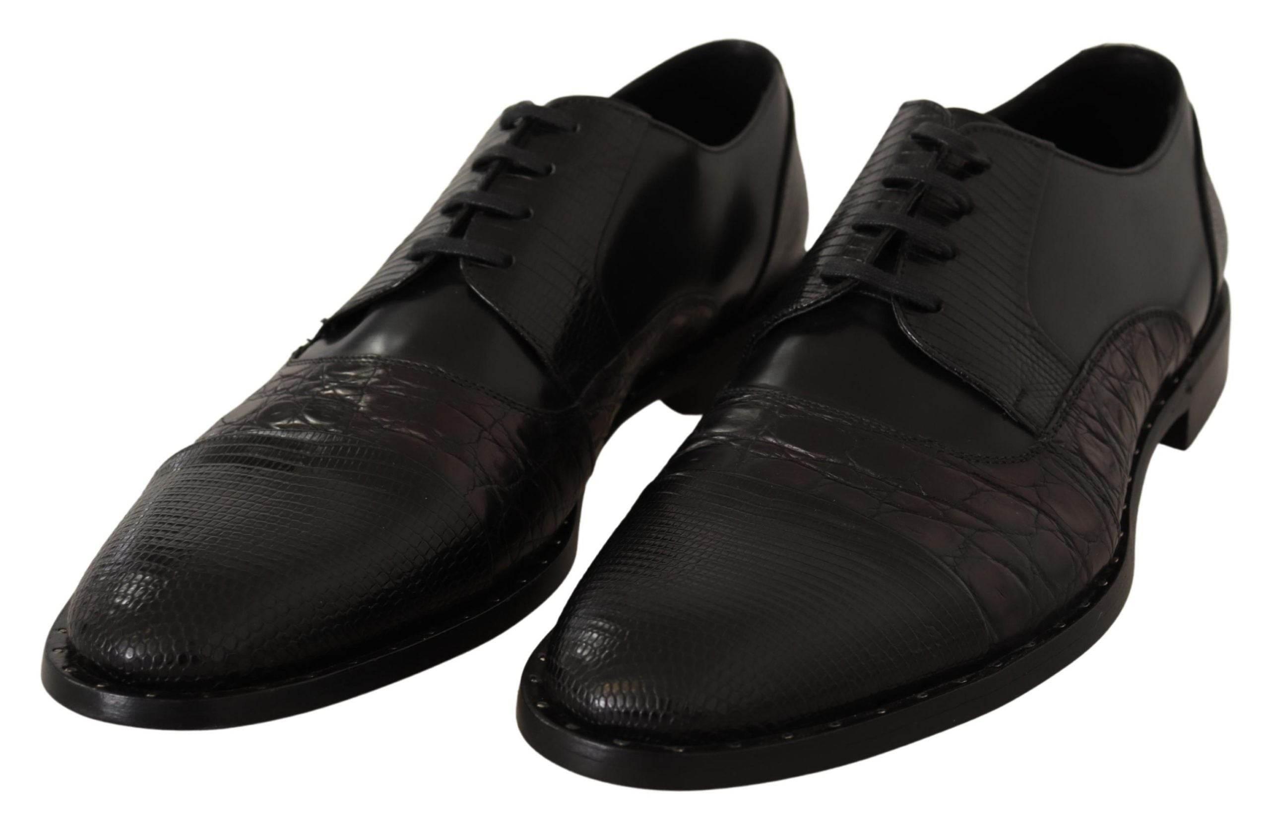 Dolce & Gabbana Elegant Black Derby Oxford Wingtips - Hilstor