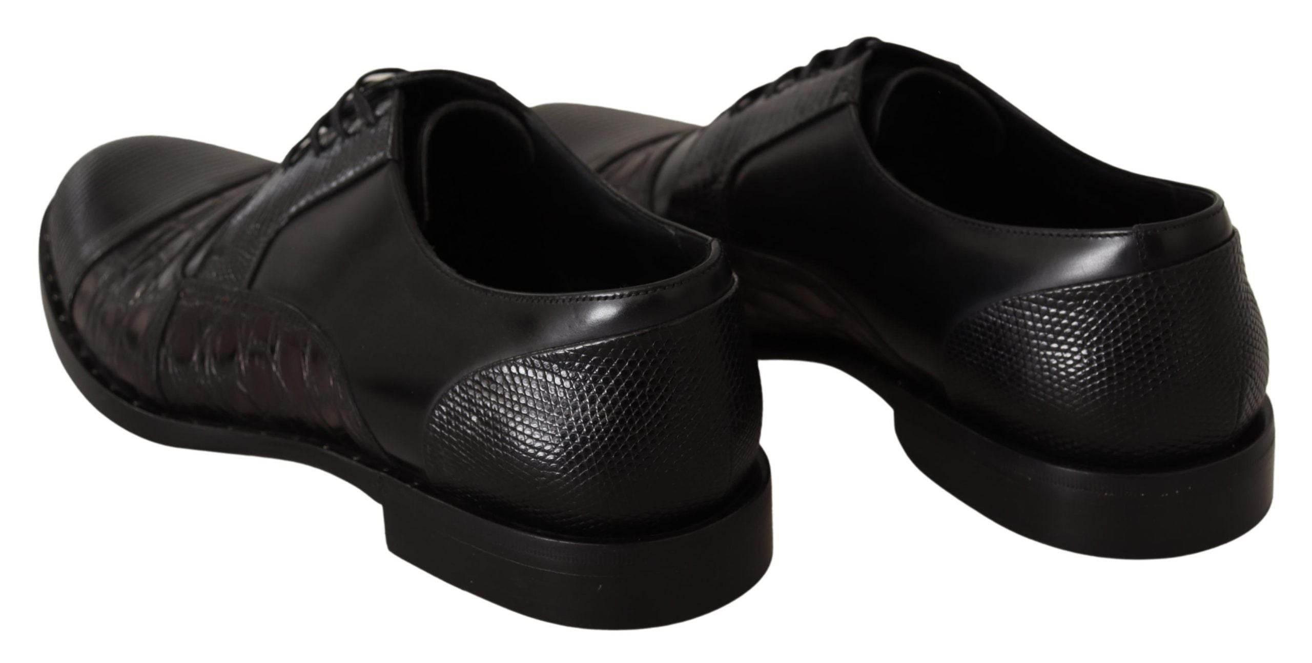 Dolce & Gabbana Elegant Black Derby Oxford Wingtips - Hilstor