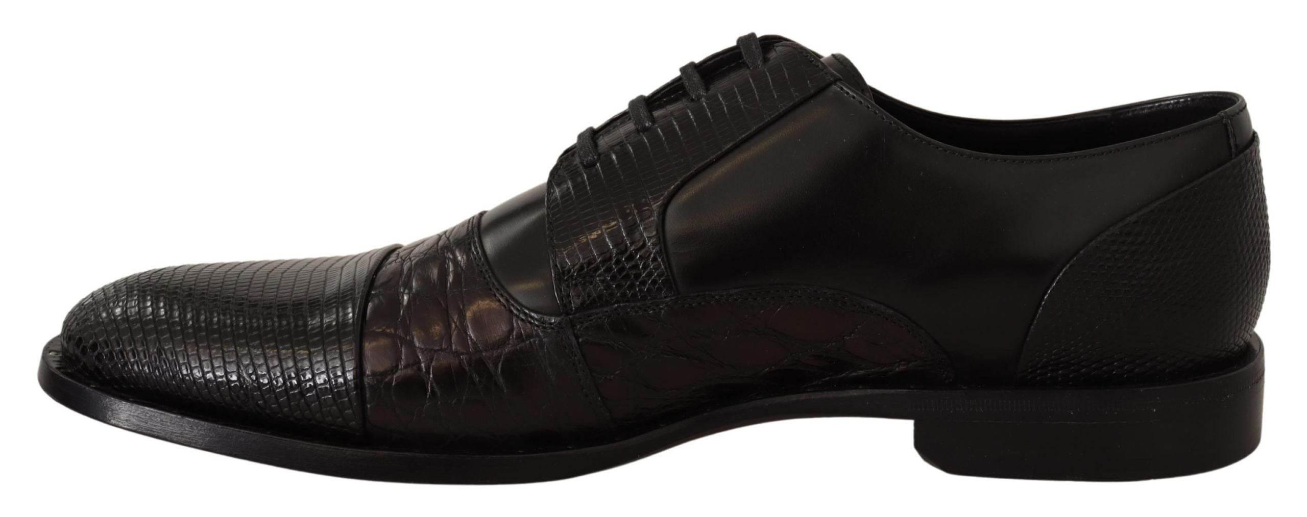 Dolce & Gabbana Elegant Black Derby Oxford Wingtips - Hilstor