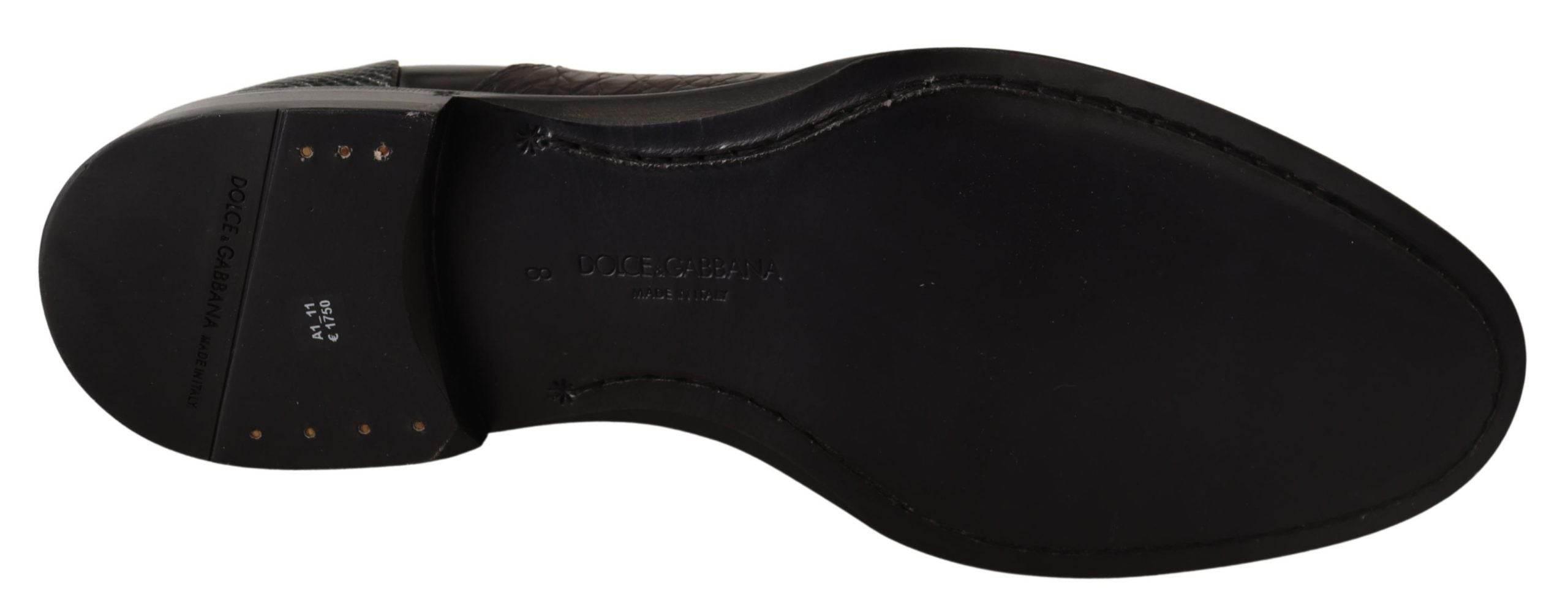 Dolce & Gabbana Elegant Black Derby Oxford Wingtips - Hilstor