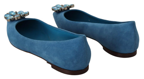 Dolce & Gabbana Elegant Crystal-Embellished Suede Flats - Hilstor