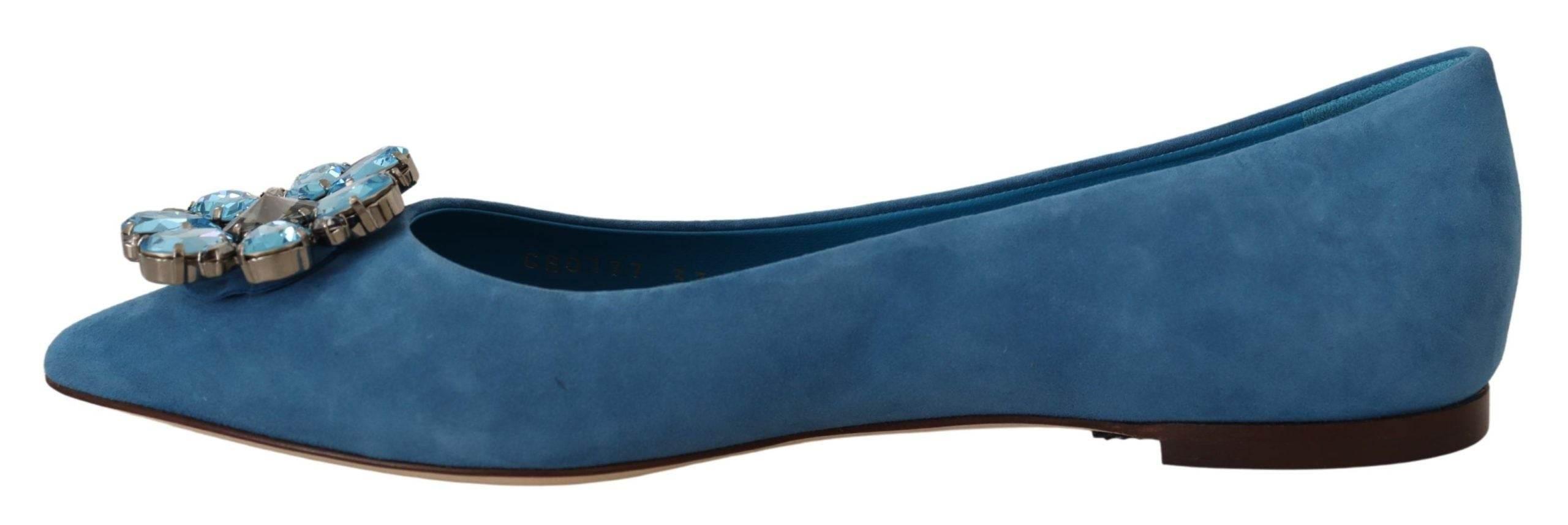 Dolce & Gabbana Elegant Crystal-Embellished Suede Flats - Hilstor